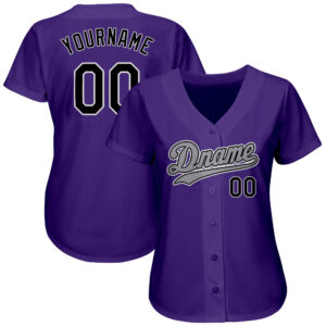 Custom Purple Black-Gray Authentic Baseball Jersey