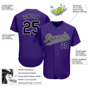 Custom Purple Black-Gray Authentic Baseball Jersey