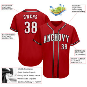 Custom Red White-Black Authentic Baseball Jersey