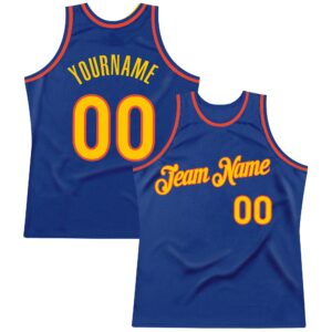 Custom Royal Gold-Orange Authentic Throwback Basketball Jersey