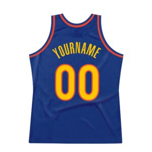 Custom Royal Gold-Orange Authentic Throwback Basketball Jersey