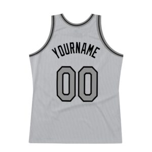 Custom Gray Steel Gray-Black Authentic Throwback Basketball Jersey