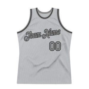 Custom Gray Steel Gray-Black Authentic Throwback Basketball Jersey