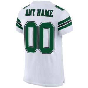 Custom White Gotham Green-Black Mesh Authentic Football Jersey