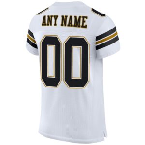 Custom White Black-Old Gold Mesh Authentic Football Jersey