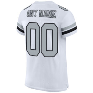 Custom White Silver-Black Mesh Authentic Football Jersey