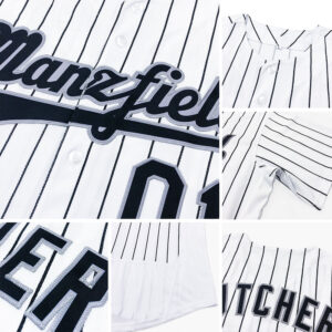 Custom White Royal Pinstripe Royal-Orange Authentic Baseball Jersey