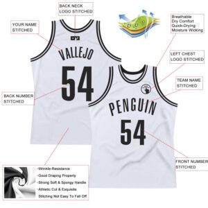 Custom White Black Authentic Throwback Basketball Jersey