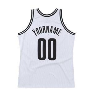 Custom White Black Authentic Throwback Basketball Jersey