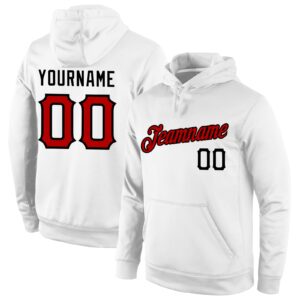 Custom Stitched White Red-Black Sports Pullover Sweatshirt Hoodie