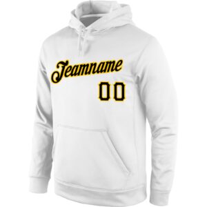 Custom Stitched White Black-Gold Sports Pullover Sweatshirt Hoodie