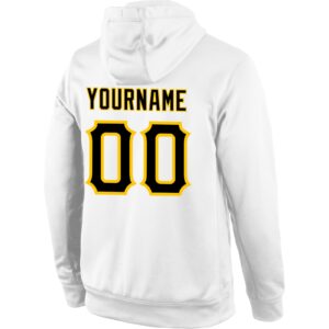 Custom Stitched White Black-Gold Sports Pullover Sweatshirt Hoodie