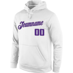 Custom Stitched White Purple-Gray Sports Pullover Sweatshirt Hoodie